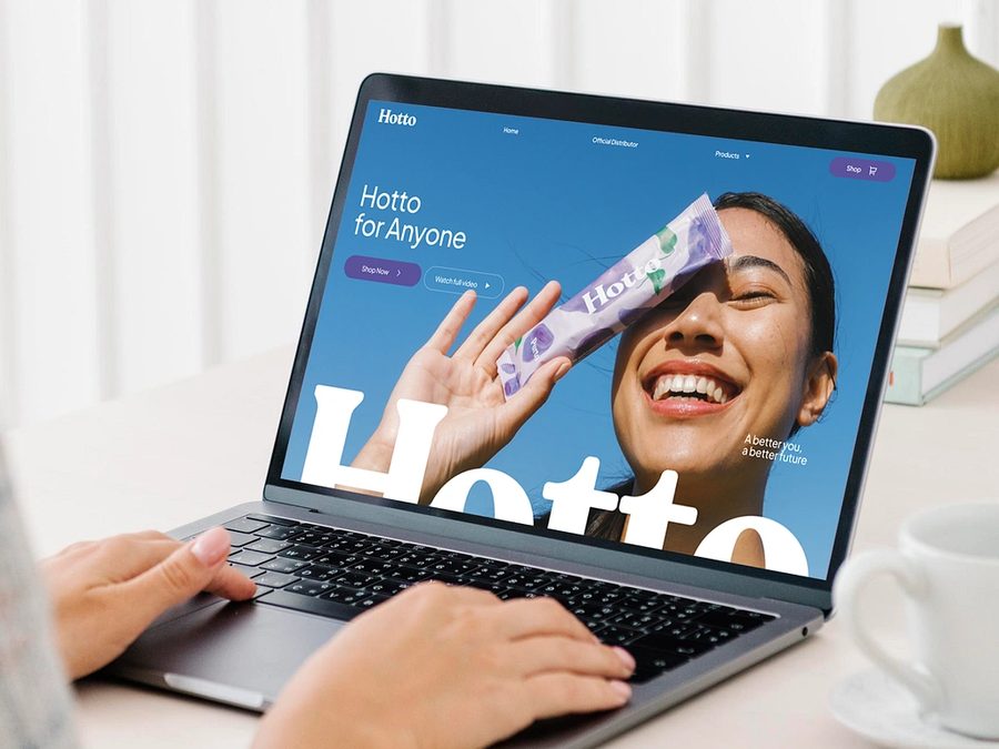 Hotto laptop and website hero visual with lifestyle photography